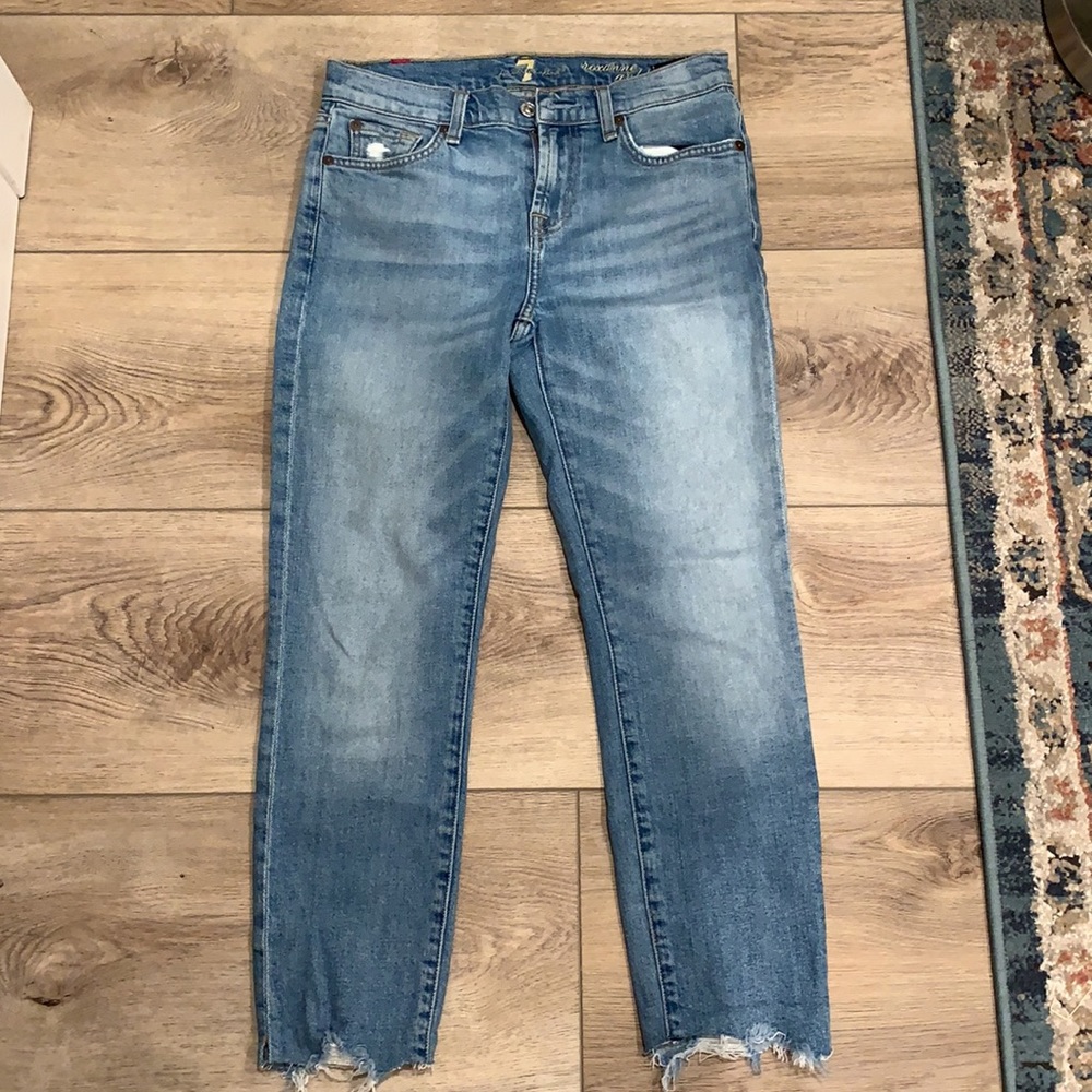7 For All Mankind Light Blue Cropped Ankle Jeans